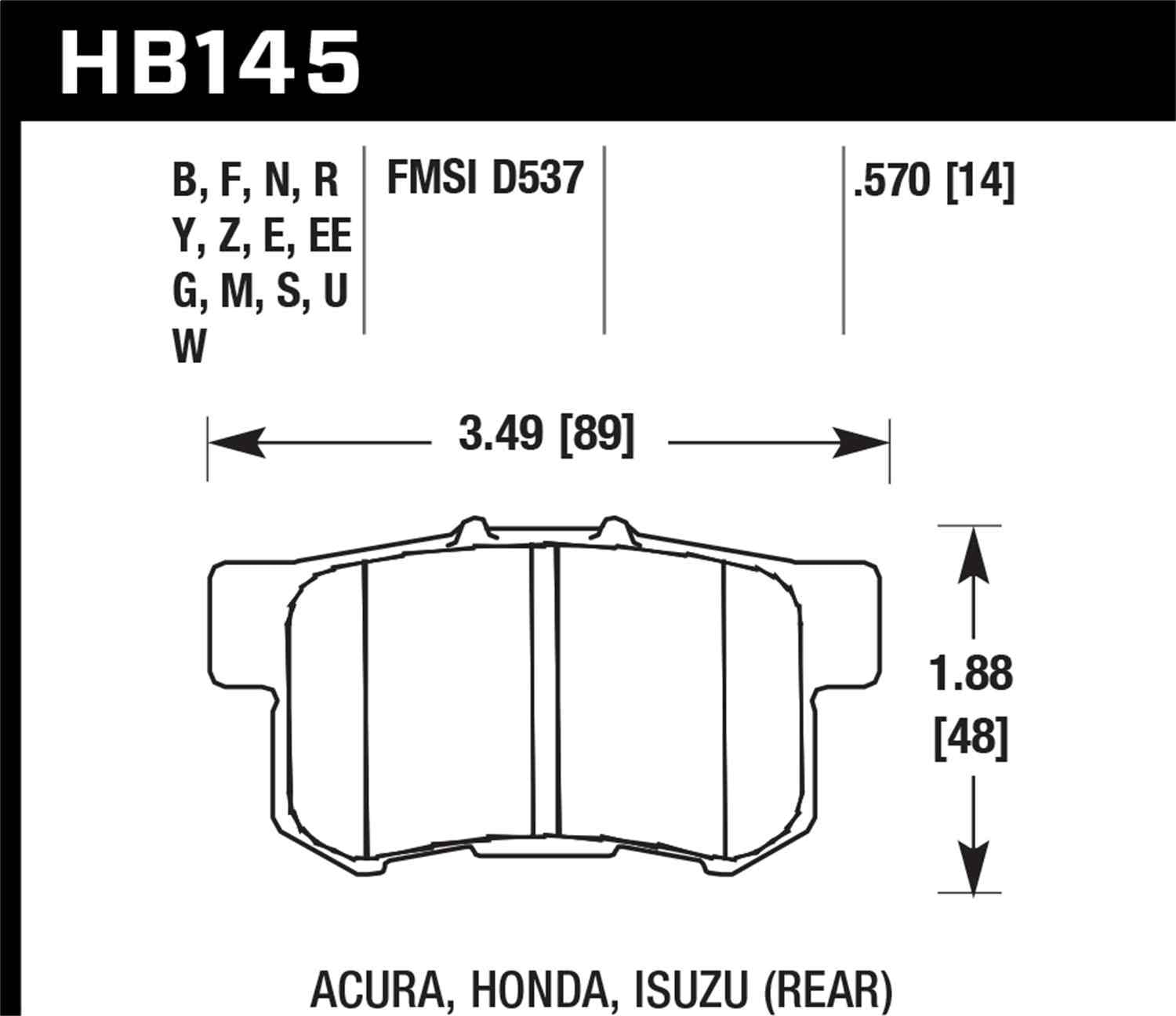 Hawk Performance HB145B.570 HPS 5.0 Disc Brake Pad Set
