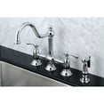 thumbnail image 2 of Kingston Brass KS3791BLBS Restoration Bridge Kitchen Faucet with Brass Sprayer, Polished Chrome, 2 of 3