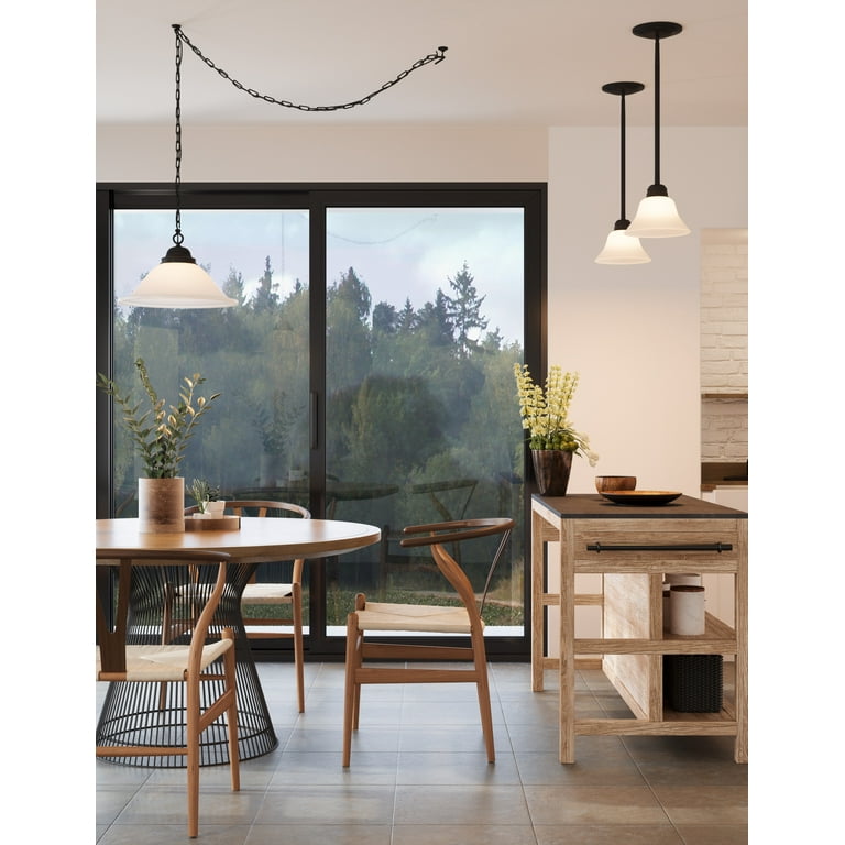 Design House 517664 Millbridge Traditional 1 Light Indoor Hanging Swag Light with Alabaster Glass Shade for Living Dining Room Bar Area Oil Rubbed