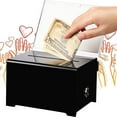 thumbnail image 1 of Black Acrylic Donation Box with Lock Sign Holder Comments Box for Business Cards Donations Voting Fundraising, 1 of 8