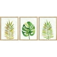 thumbnail image 2 of PixonSign Framed Canvas Print Wall Art Set - Green Yellow Tropical Jungle Palm Leaf Posters - Set of 3 Nature Wilderness Botanical Prints Boho Minimalist Wall Décor for Living Room - 12"x16" Natural, 2 of 5