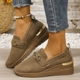 thumbnail image 2 of Pandaie Platform Wedge Loafers for Women Comfortable Slip on Sneakers Lightweight Orthopedic Walking Shoes with Arch Support Brown 6.5, 2 of 9