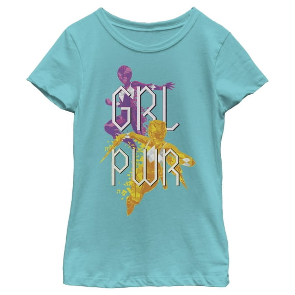 Girl's Power Rangers Girl Power Team Graphic Tee Tahiti Blue Medium