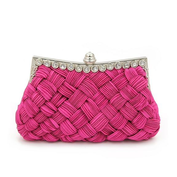 Elegant Braided Pleated Glitter Rhinestone Clutch Evening Bag