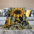 thumbnail image 2 of Creowell Sunflowers Leaves Stems Print Flannel Throw Blanket Lightweight Hand/Machine Wash All Seasons Plush Blanket 40x50in, 2 of 6