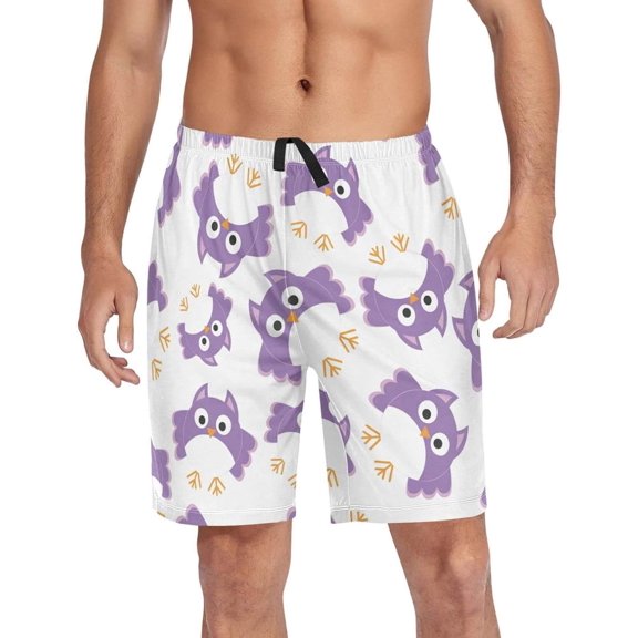 GZHJMY Owl Pajama Pants Short for Men, Lounge Pants Lightweight Men Pajama Bottoms with Drawstring Pockets, Christmas New Year Birthday Gifts, Large