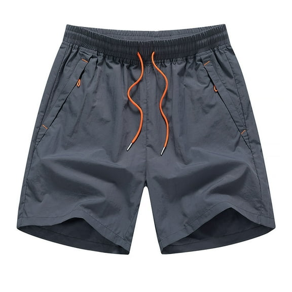 Men's Casual Solid Color Elastic Waist Shorts for Summer, Comfortable Polyester Beach and Outdoor Pants