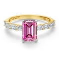 thumbnail image 3 of Gem Stone King 14K Two Tone Gold Pink Moissanite and Lab Grown Diamond Engagement Ring for Women | 2.47 Cttw | Octagon 8X6MM | Gemstone Birthstone | Size 8, 3 of 6