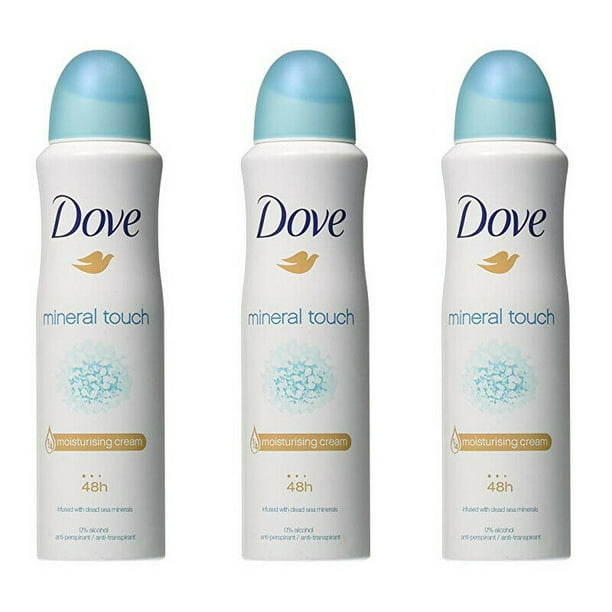 3 Pack Dove Mineral Touch AntiPerspirant Deodorant Spray 48 Hr Protection 150ml