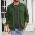 thumbnail image 4 of DPTALR Men's Casual Solid Color Turndown Collar Long Sleeve Shirt with Pockets,Green,Big and Tall Men XL, 4 of 5