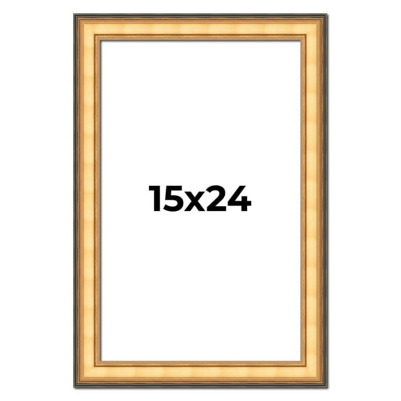 15x24 Frame Gold Plein Aire Solid Wood Picture Frame Width 2 Inches | Interior Frame Depth 0.5