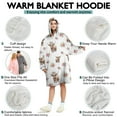 thumbnail image 5 of White Highland Cow Flower Pattern Wearable Oversized Blanket,Wearable Blanket Hoodie for Adults,Cozy Hooded Blankets with Super Pockets,Super Warm Fuzzy Pullover for Women & Men, 5 of 6