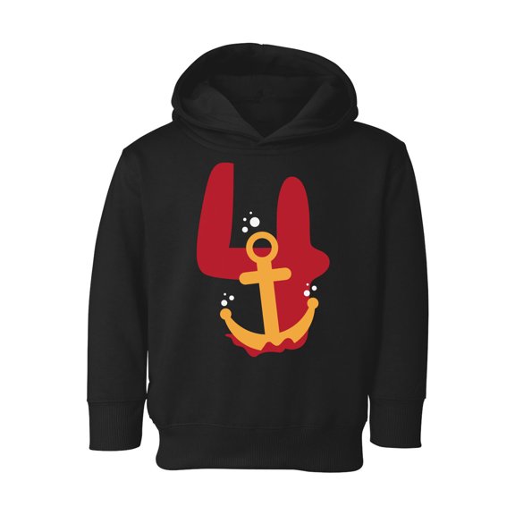 4th Birthday Toddler Hoodie Anchor Four Boys Girls Cute Hoodie I'm Four Anchor Fleece Hooded Sweatshirt for Kids