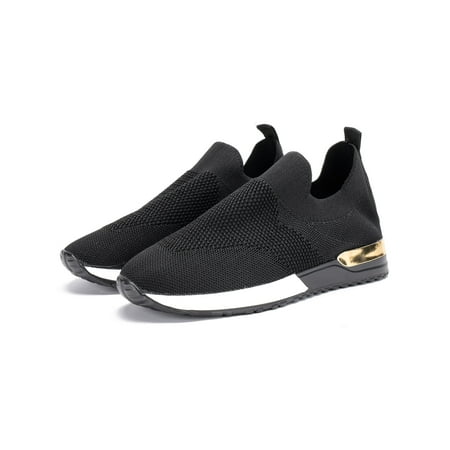 

Difumos Womens Slip On Sneakers Comfort Walking Shoes Casual Running Shoes Black 7.5
