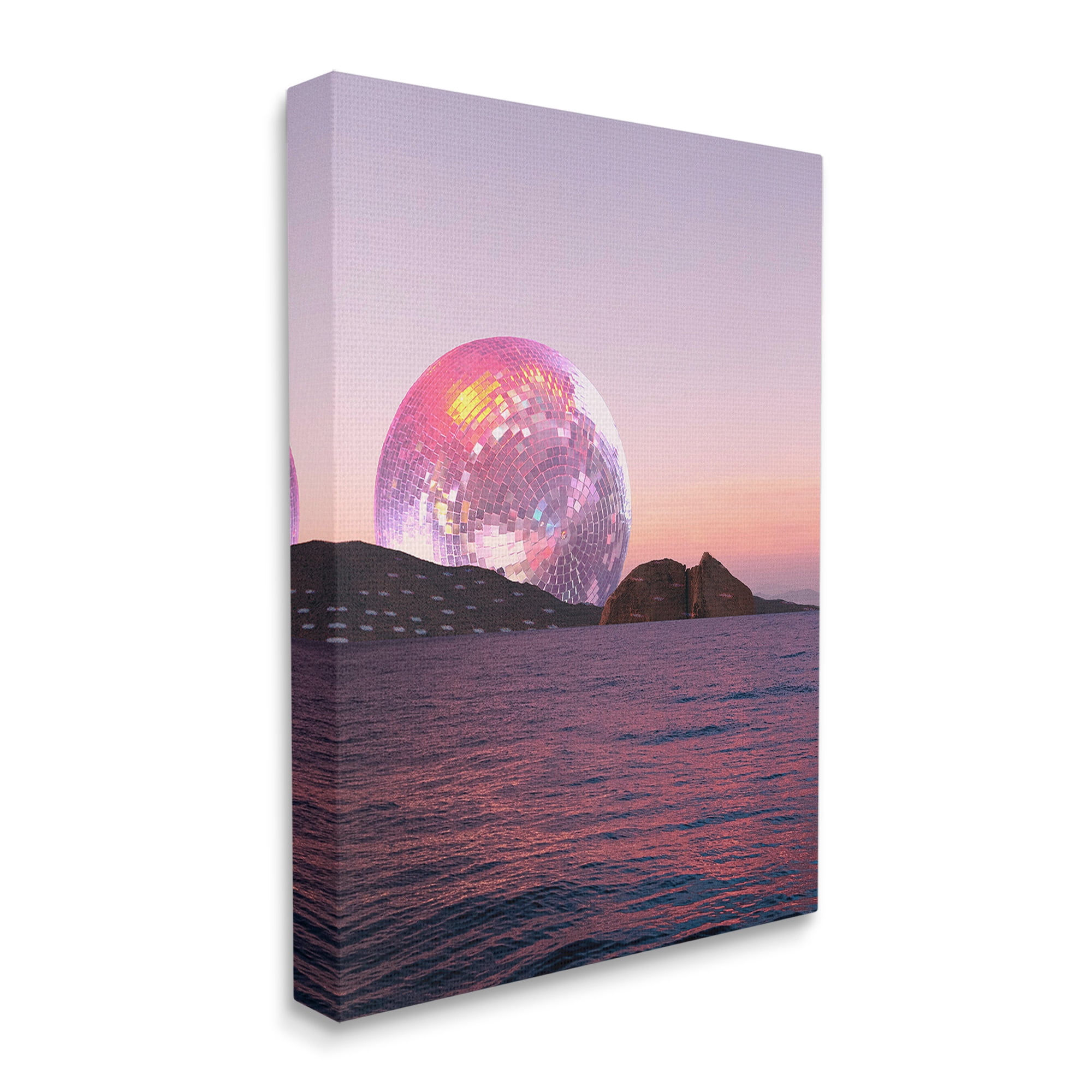 Stupell Industries Disco Ball Sunset Landscape Painting Gallery Wrapped Canvas Art Print Wall Art, 36 x 48