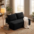 thumbnail image 5 of CQHXIAO Modern Corduroy No-Legs Loveseat Sofa, Compressed 2-Seater for Home Interiors, Black, 5 of 9