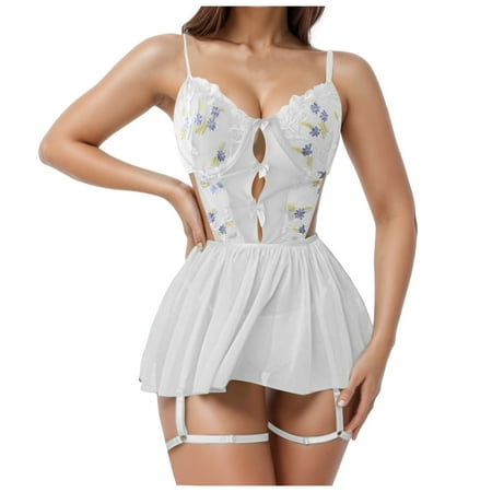 Yuhangmm Sexy Lingerie Sexy Women s Embroidered Hollow Nightdress plus Size Christmas Lingerie for Women 3x