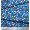 thumbnail image 3 of Soimoi Blue Japan Crepe Satin Fabric Leaves,Insect & Floral Artistic Print Fabric by The Yard 42 Inch Wide, 3 of 3