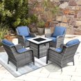OVIOS Rattan Wicker 5piece Patio Furniture Set Single Chairs With Fire