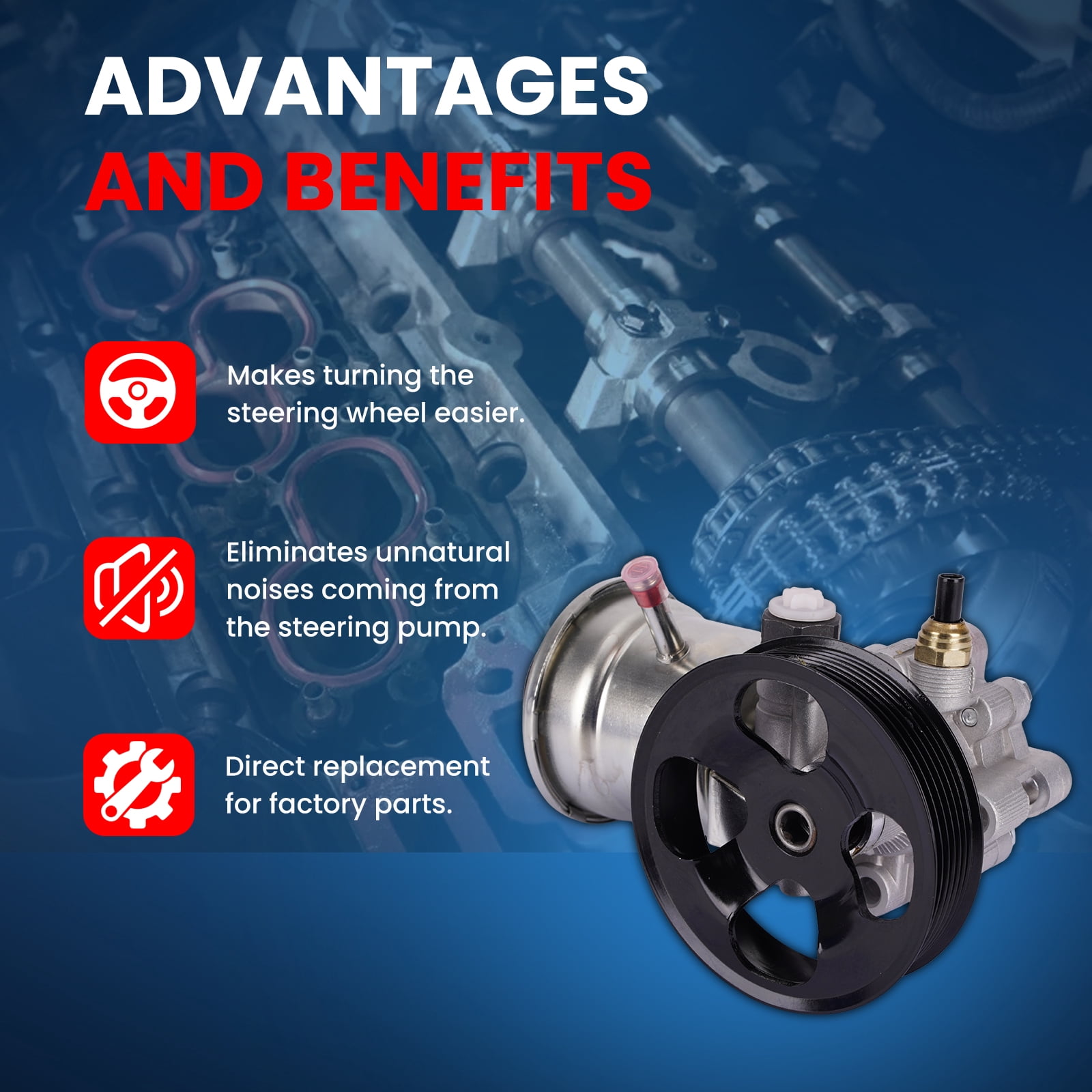 MOCA AUTOPARTS Power Steering Pump Fit for 2005-2022 Toyota Tacoma 2.7L