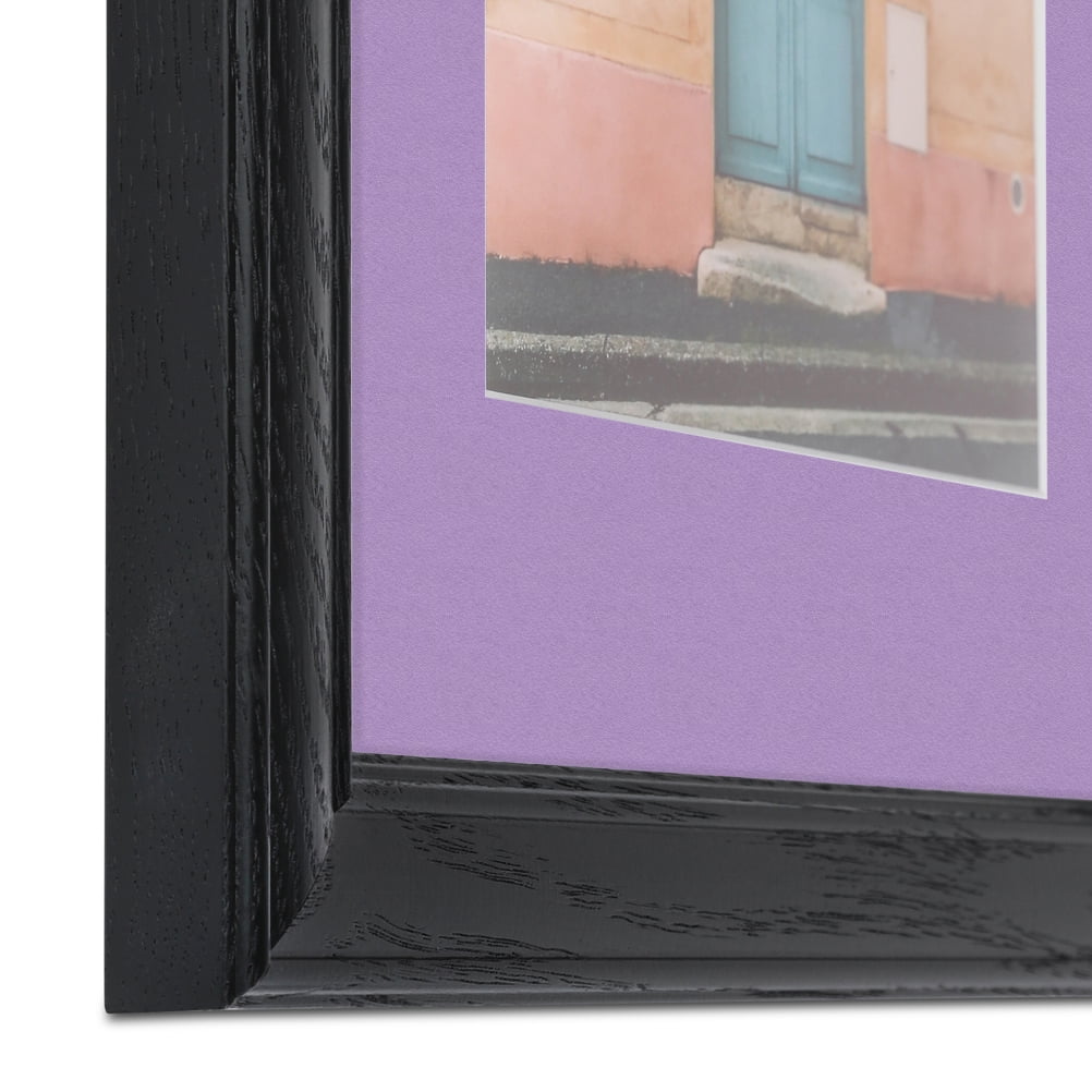 ArtToFrames 22x28" Matted Picture Frame with 18x24" Single Mat Photo Opening Framed in 1.25" Black Stain on Solid Red Oak and 2" Lavender Mist Mat (FWM-4083-22x28)