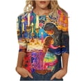 thumbnail image 3 of DDAPJ pyju Funny Hanukkah Shirt for Women 3/4 Length Sleeve Tops Novelty Menorah Graphic Tees Chanukah Celebration T-shirt Holiday Party Blouse Multicolor M, 3 of 6
