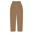 thumbnail image 4 of hoksml Women's High Waist Drawstring Pants, Casual Cotton Trousers with Pockets and Side Cutout Detail, 4 of 6