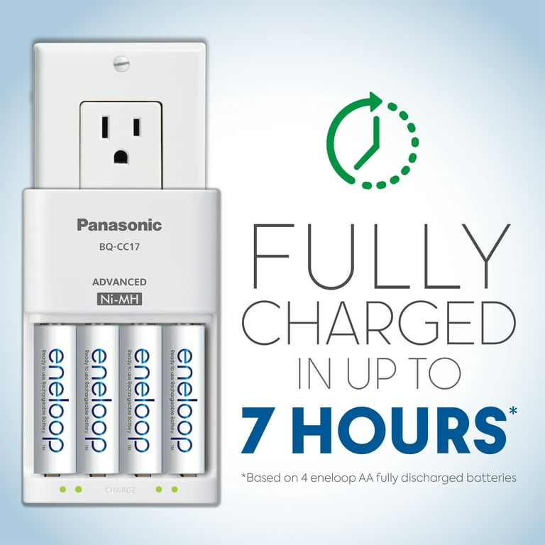 Panasonic K-KJ17MCC82A 4-Position Charger with 2 AAA & 8 AA Eneloop Batteries & 2 C & 2 D Spacers