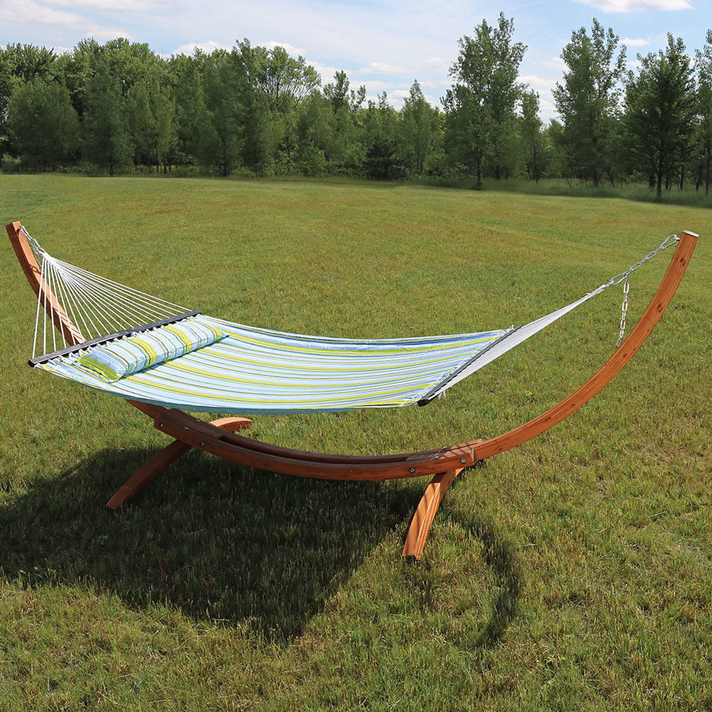 Sunnydaze Quilted Double Fabric 2 Person Hammock With 12 Foot Curved