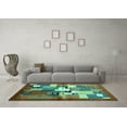 thumbnail image 3 of Ahgly Company Machine Washable Indoor Square Abstract Turquoise Blue Contemporary Area Rugs, 6' Square, 3 of 4