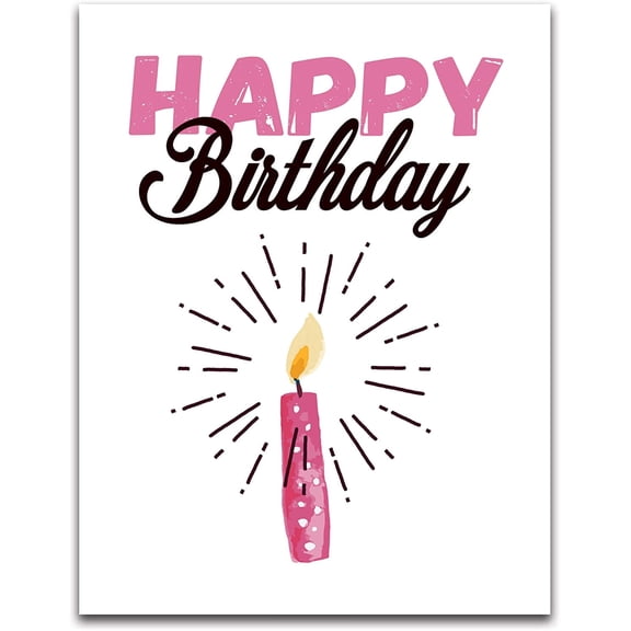 Jumbo Happy Birthday Card for Her – Extra Large 11.75" x 9" Pink Candle Design, Blank Inside with Envelope – Mom, Wife, Daughter, Sister, Friend & Coworker