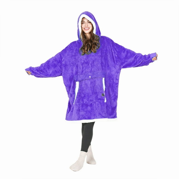 Tirrinia Oversized Blanket Hoodie, Wearable Fluffy Sherpa Blanket, Lightweight Cozy Sweatshirt Blanket Gift for Adult Women Men