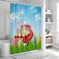 thumbnail image 6 of Blue Green Easter Bathroom Shower Curtains with 12 Hooks Polyester Waterproof Shower Curtain for Stalls and Bathtubs Spring Watercolor Eggs Bunny Red Truck Decorative Bathroom Curtain 60x72 Inches, 6 of 9