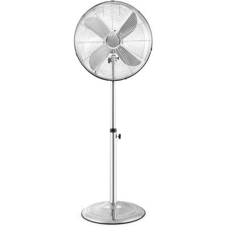 ARLIME Pedestal Fan, 16 Inch Oscillating Fan w/ 3 Speeds & Adjustable Height, 75° Oscillation & 20° Tilt, Heavy Duty Metal Aluminum Blades, Standing Fan for Bedroom, Home Office, Garage (Silver)
