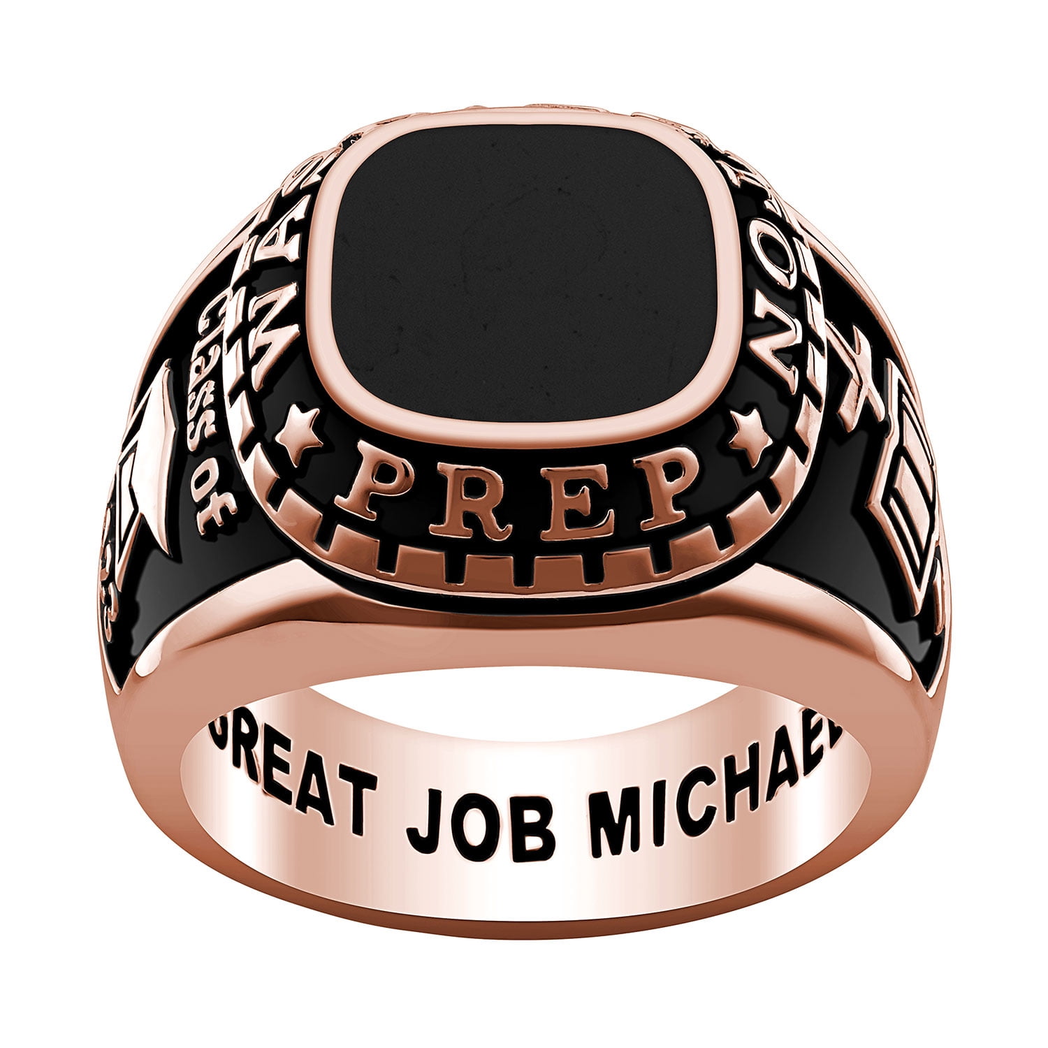 Order Now for 2025 Graduation, Freestyle Men’s – Onyx, Carnelian, Lapis, Mother of Pearl Genuine Stone Class Ring, Personalized, High School or College Graduation