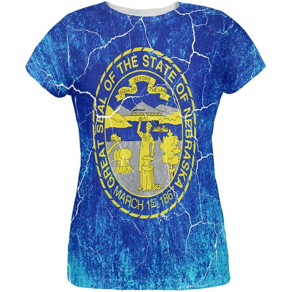 Nebraska Vintage Distressed State Flag All Over Womens T Shirt Multi LG