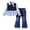 Blue#9527, variant on Toddler Girls Outfit Set 2 Peice Clothes Set for Girl Long Sleeve Patchwork Tops Flared Jeans Cozy Kids Dailywear
