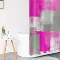 thumbnail image 3 of Hot Pink Shower Curtain, Watercolor Hot Pink Contemporary Brush Strokes Oil Painting Abstract Geometric Bathroom Curtain Bathtub Decor Waterproof Fabric with 12 Hooks, 3 of 6