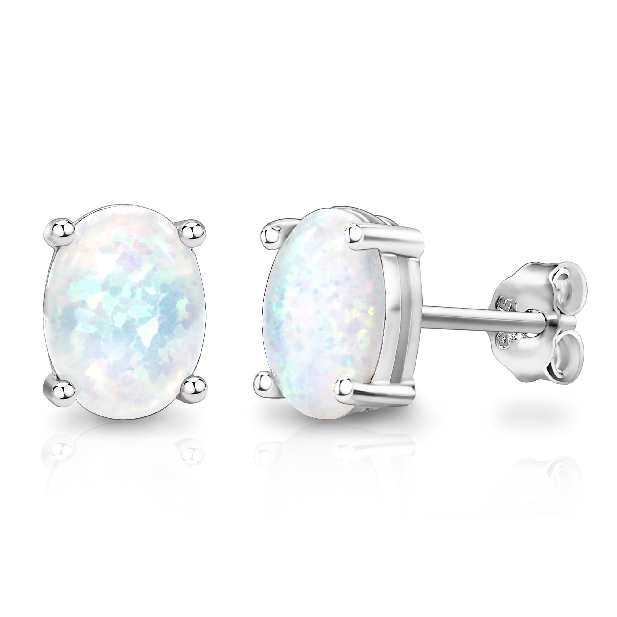 4mm Lab Created Opal Cat Studs Earrings 925 Sterling Silver Girls Womens Jewelry 