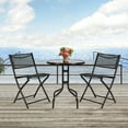 thumbnail image 4 of Topbuy 3-Piece Patio Bistro Dining Furniture Set, Outdoor Patio Conversation Set with Round Black Tempered Glass Tabletop and 2 Folding Chairs, 4 of 9