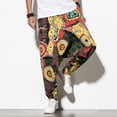 thumbnail image 4 of Leutsin Mens Casual Retro Printing Elastic Waist And Pockets Bloomers Loose Long Pants, 4 of 7