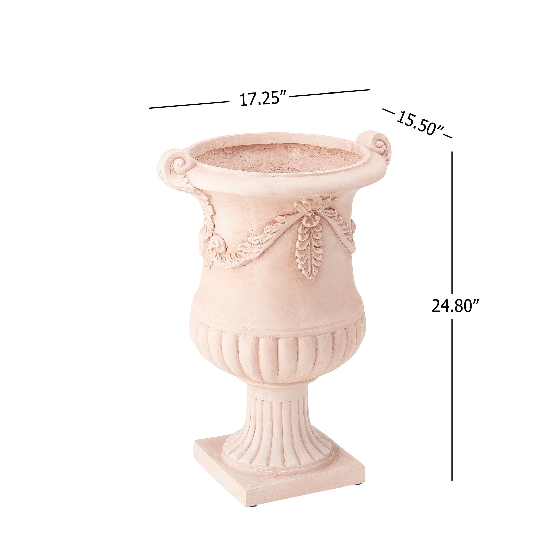 Christopher Knight Home MGO Flower Urn Planter Set of 2 with Scroll Handles, Terracotta