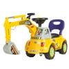 Ride-On Excavator Digger Scooter Pulling Cart Pretend Play Construction Truck