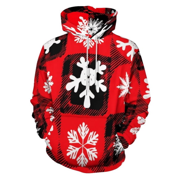 Red And Black Snowflake Pattern 3d Sweatshirts Hoodie Fashion Casual Personality Men's Women Street Hoodie Pullovers Long Sleeve Comfortable Top