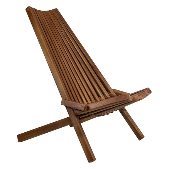 Melino Single Wooden Folding Tamarack Chair Low-Profile Outdoor Lounge Seating, Chestnut