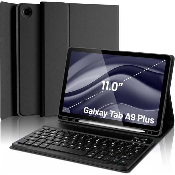 Yanlin Funda Tecl de Español (Incluye Ñ) para Samsung Galaxy Tab A9 Plus 11 Pulgadas, Inalámbrico Tecl Bluetooth Magnético Desmontable, Funda Protectora con Soporte para Lápiz