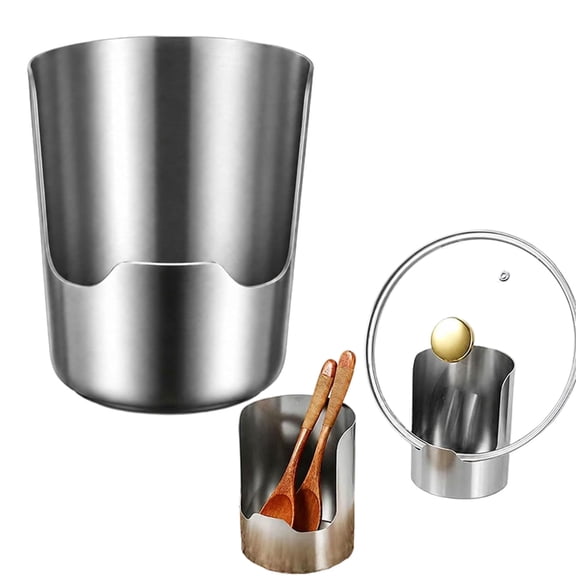 Multi-Functional Kitchen Utensil Holder, Stainless Steel Spoon Rest, Space Saving Kitchen Organizer