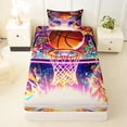 thumbnail image 3 of Castle Fairy Orange Basketball Print Twin Sheets 3pcs, Sport Theme Graffiti Splash Bedding,1 Fitted Sheet, 1 Flat Sheet and 1 Pillowcase, 3 of 6