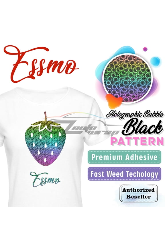 ™ Holographic Bubble Black Heat Transfer Vinyl HTV T-Shirt 20" Iron Press SP05 20"x12"