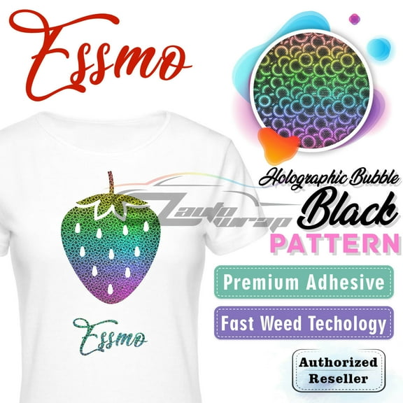 Essmoâ„¢ Holographic Bubble Black Heat Transfer Vinyl HTV T-Shirt 20" Iron Press SP05 20"x84"
